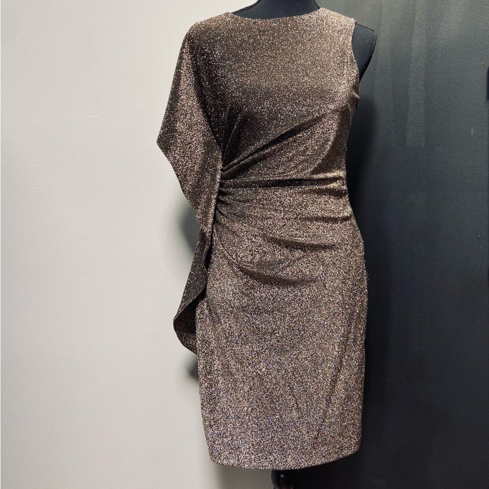 Vince Camuto Metallic Gold Ruched Dress